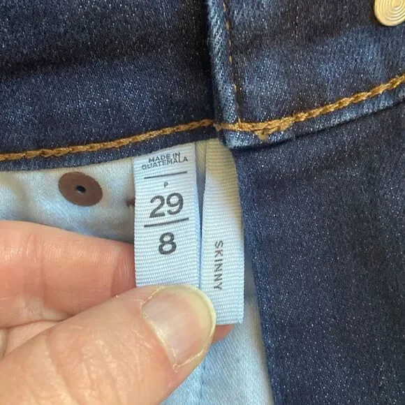 LOFT Dark Wash Skinny High Rise Jeans Size 29 / 8 Petite - Picture 8 of 9